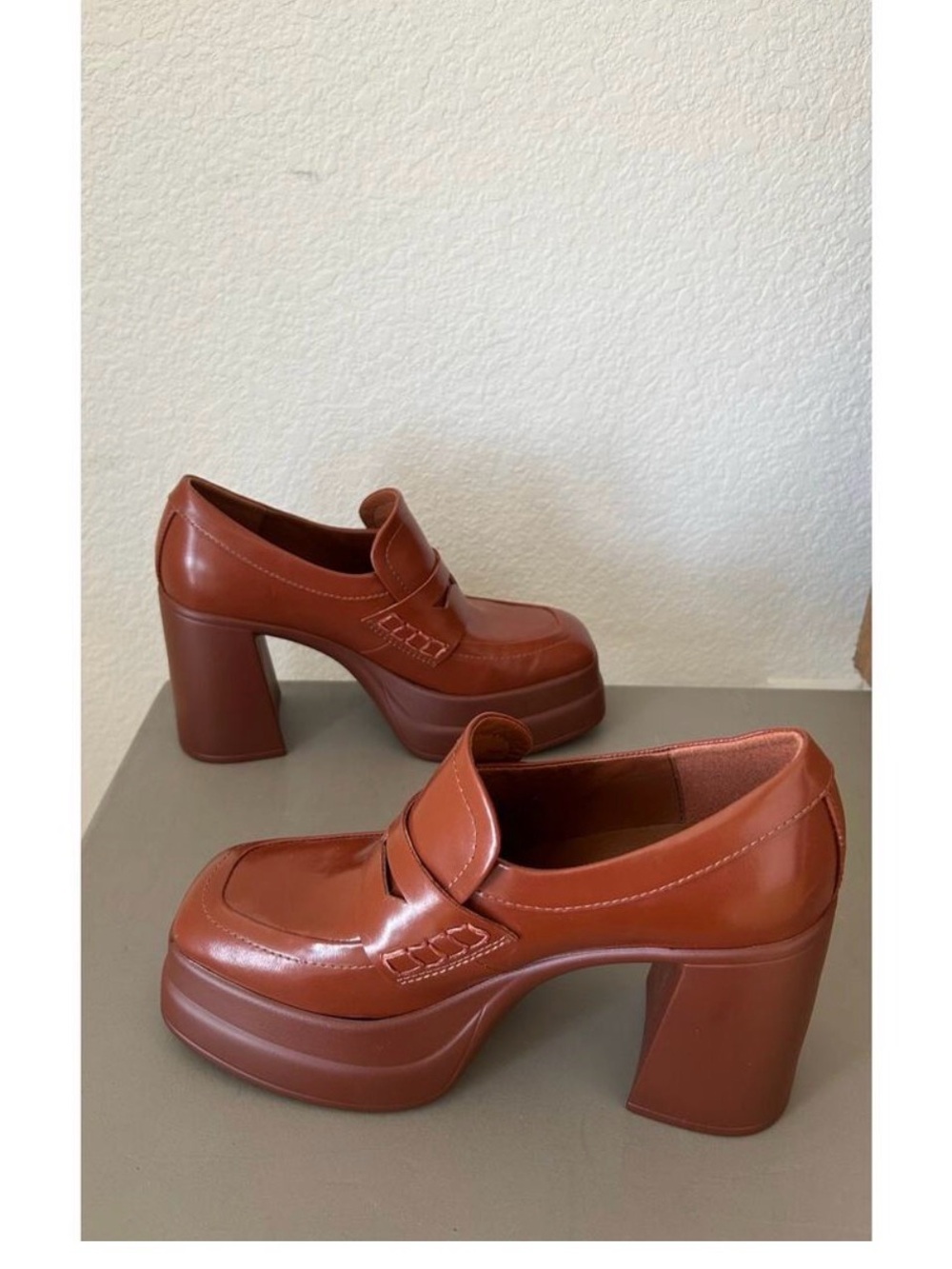 Steve Madden Platform Penny Loafer in Chestnut Brown - Picture 4 of 7